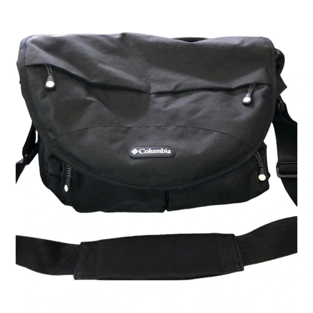 COLUMBIA Black Messenger Diaper Baby Bag with Shoulder Strap